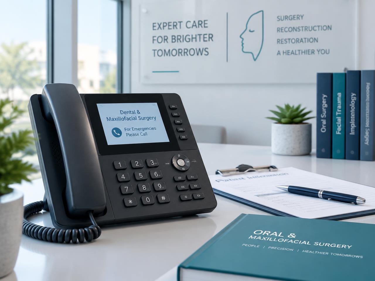 Telefon im Behandlungszimmer für Notfallkontakte
